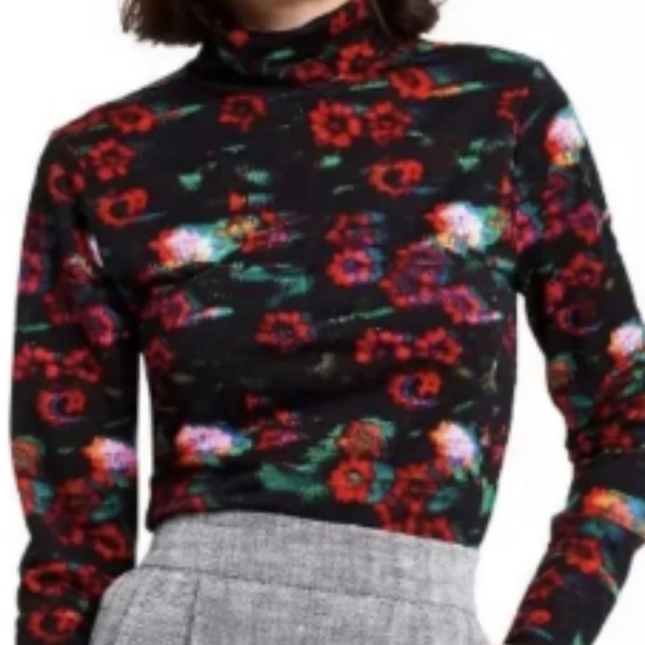 Rachel Comey X Target Long Sleeve Turtleneck  Kodak Red Floral NWT Size XXS - Picture 7 of 15